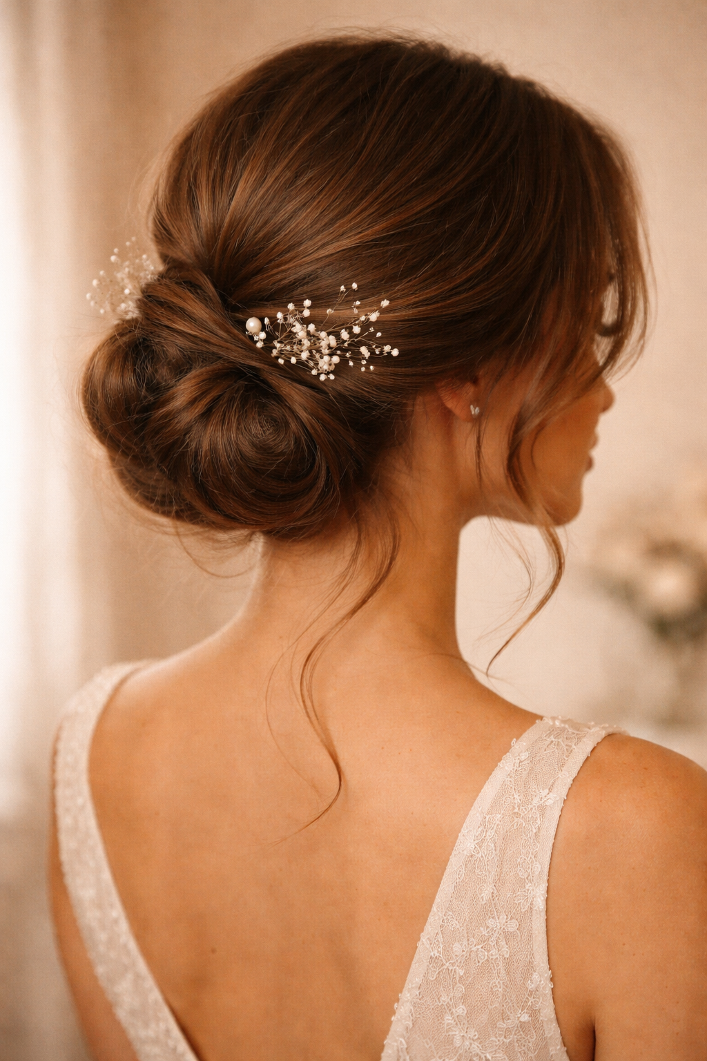 Chignon couture pour mariée, finition romantique